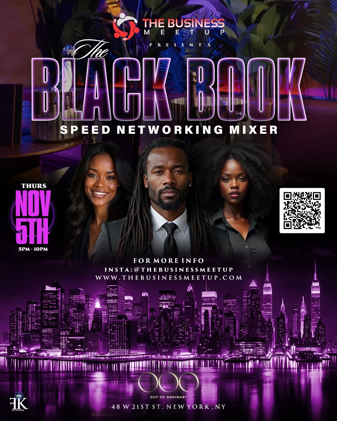 The Black Book NYC Business Speed Networking Mixer flyer for Thursday, November 5, 2026 at Out Of Ordinary — Formerly Taj